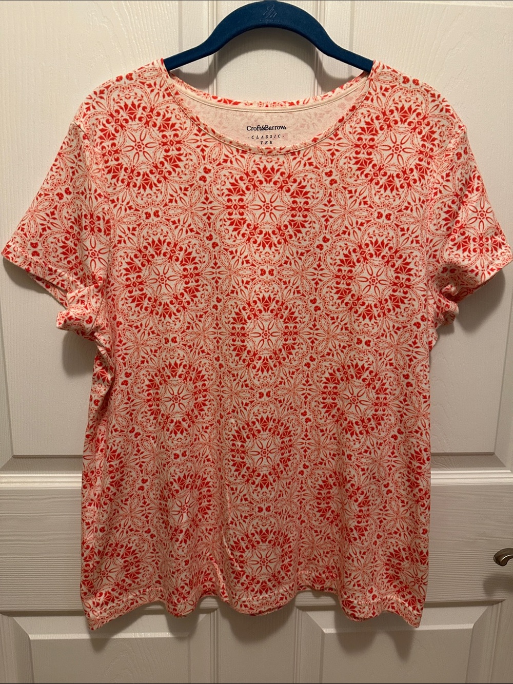 croft & barrow Coral-Red Medallion Short-Sleeve Tee